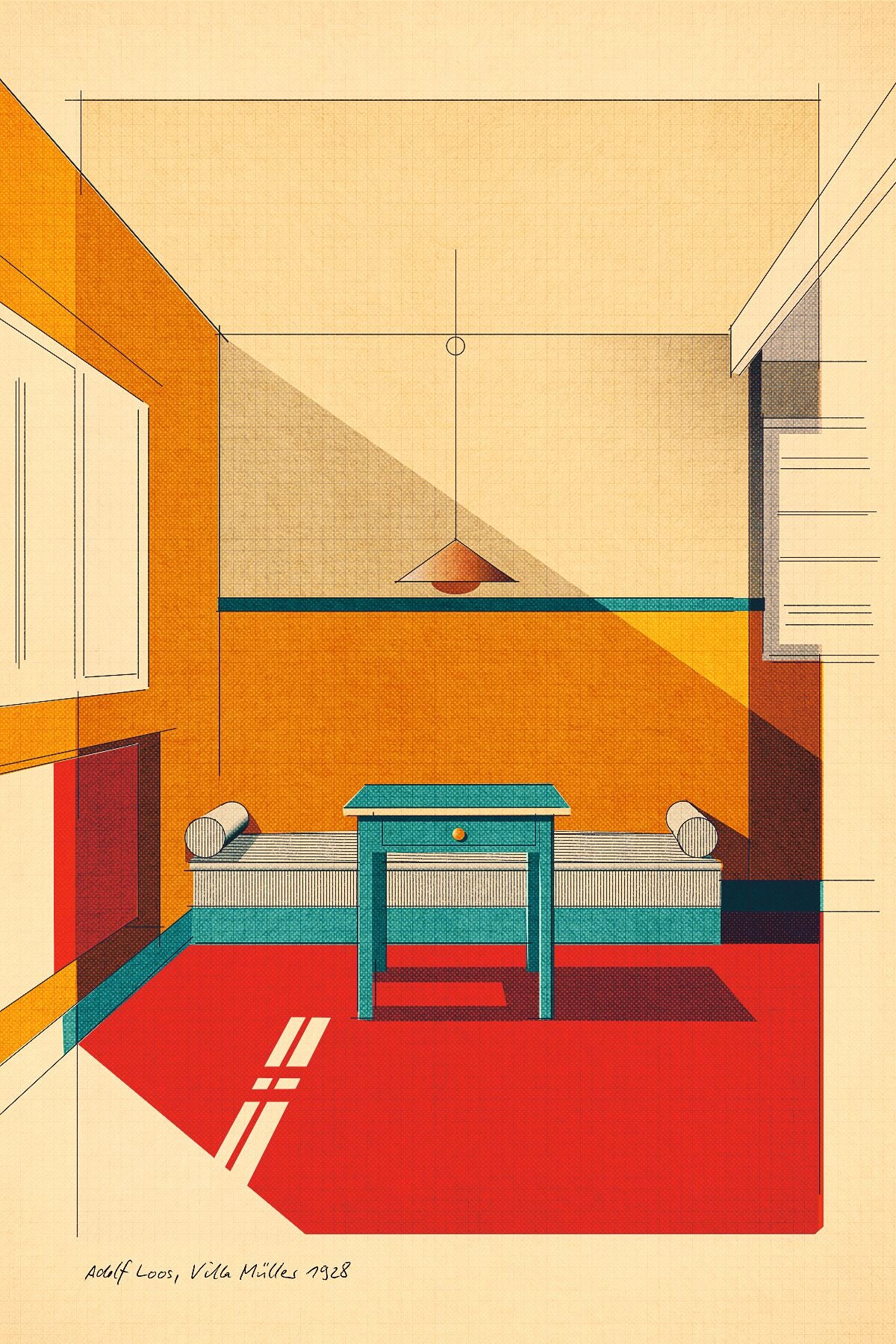 Adolf Loos. Villa Müller 1930. Interior