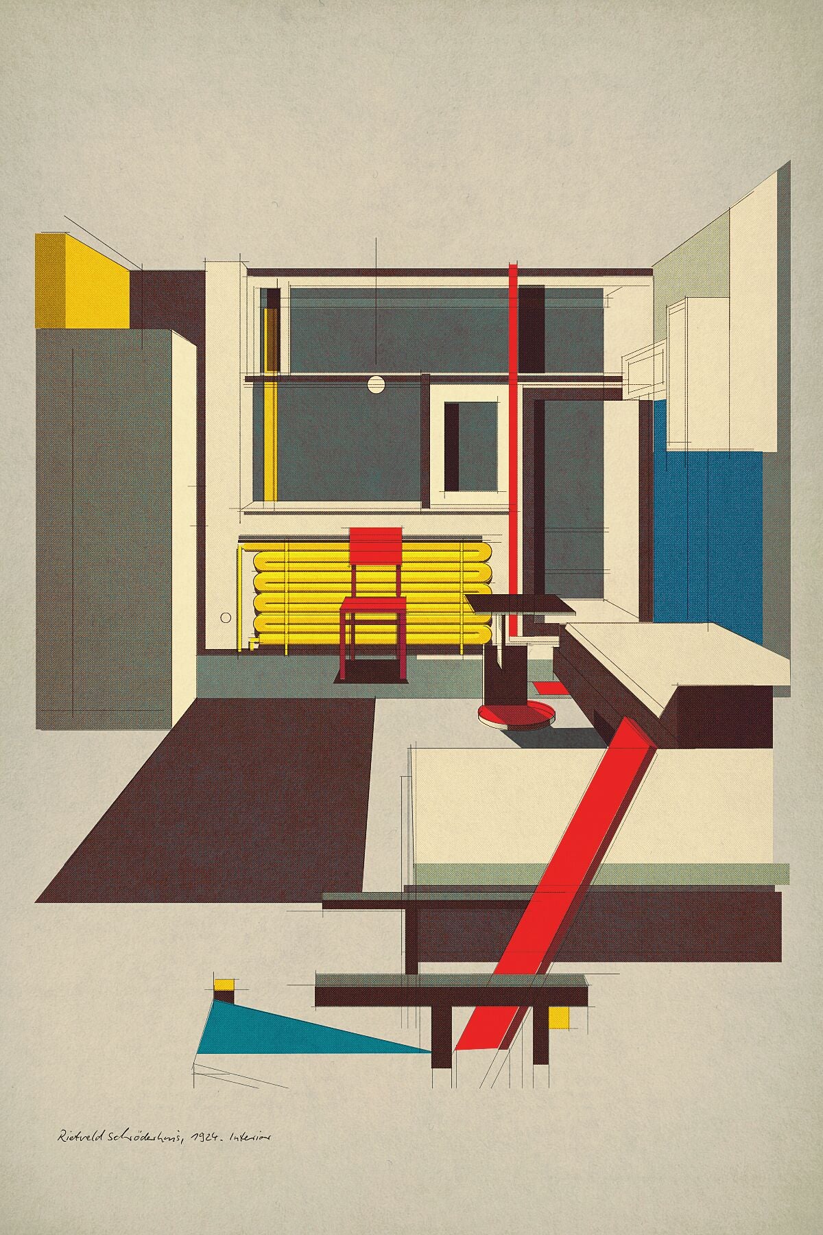 Rietveld Schröderhuis, 1924. Interior