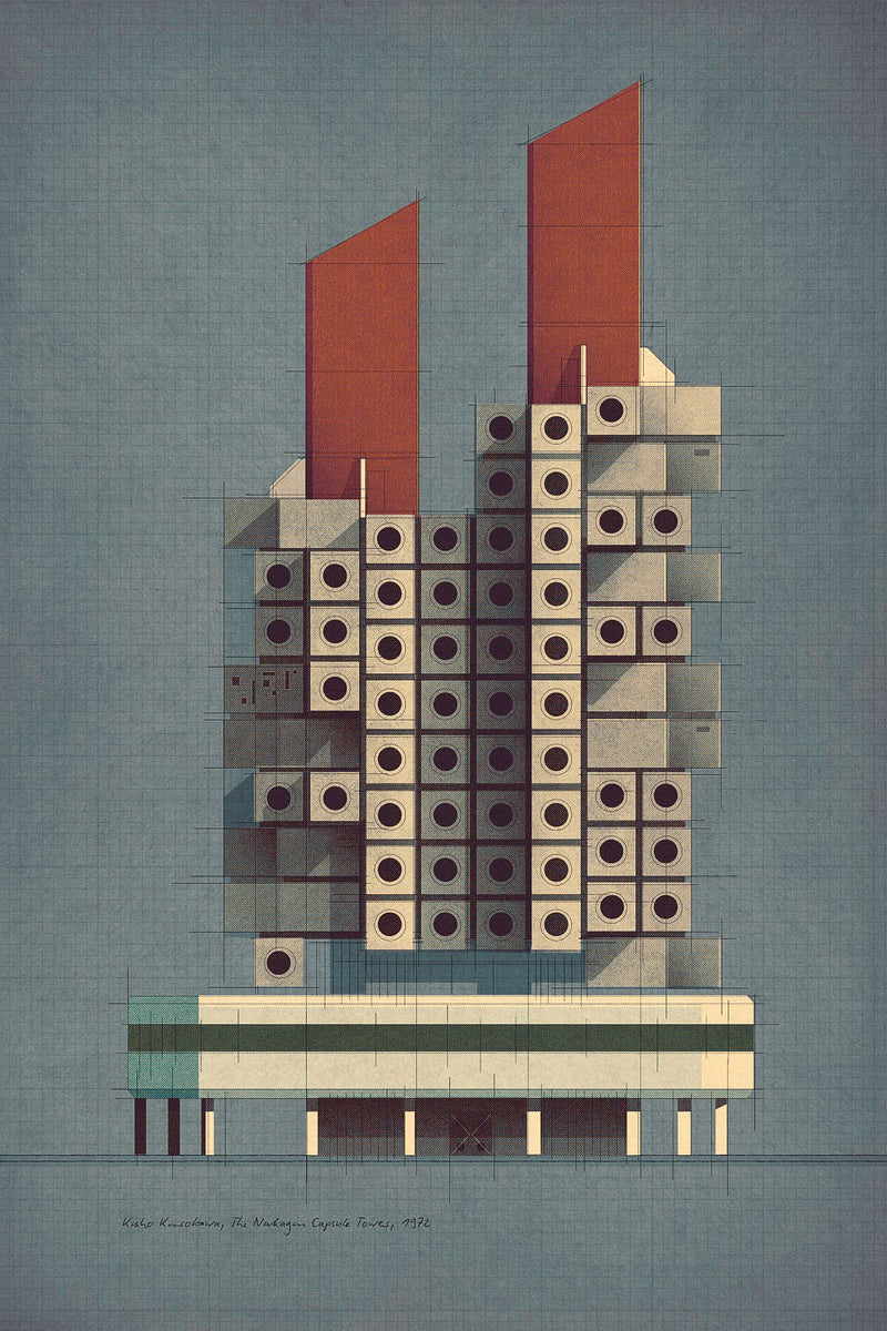 Kisho Kurokawa, The Nakagin Capsule Tower, 1972 – Prints by Studio Sander  Patelski