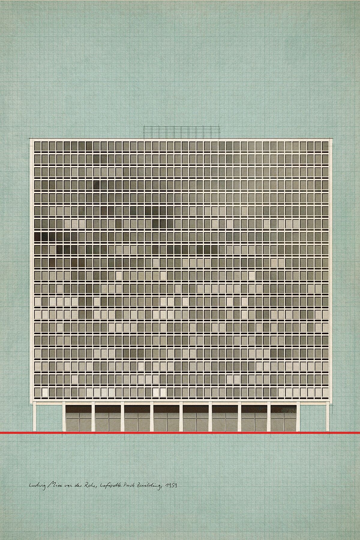 Ludwig Mies van der Rohe, Lafayette Park Building, 1959