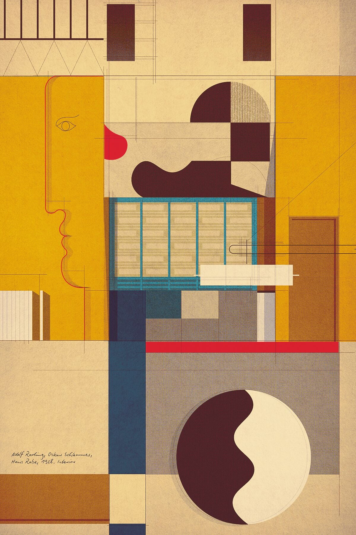 Adolf Rading, Oskar Schlemmer, Haus Rabe, 1928. Interior