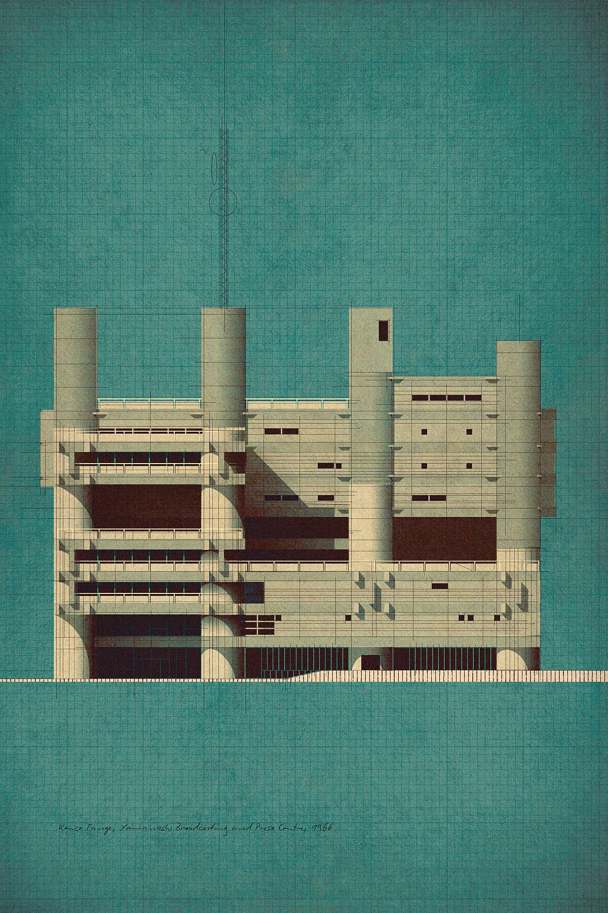 Kenzo Tange, Yamanashi Broadcasting and Press Centre, 1966