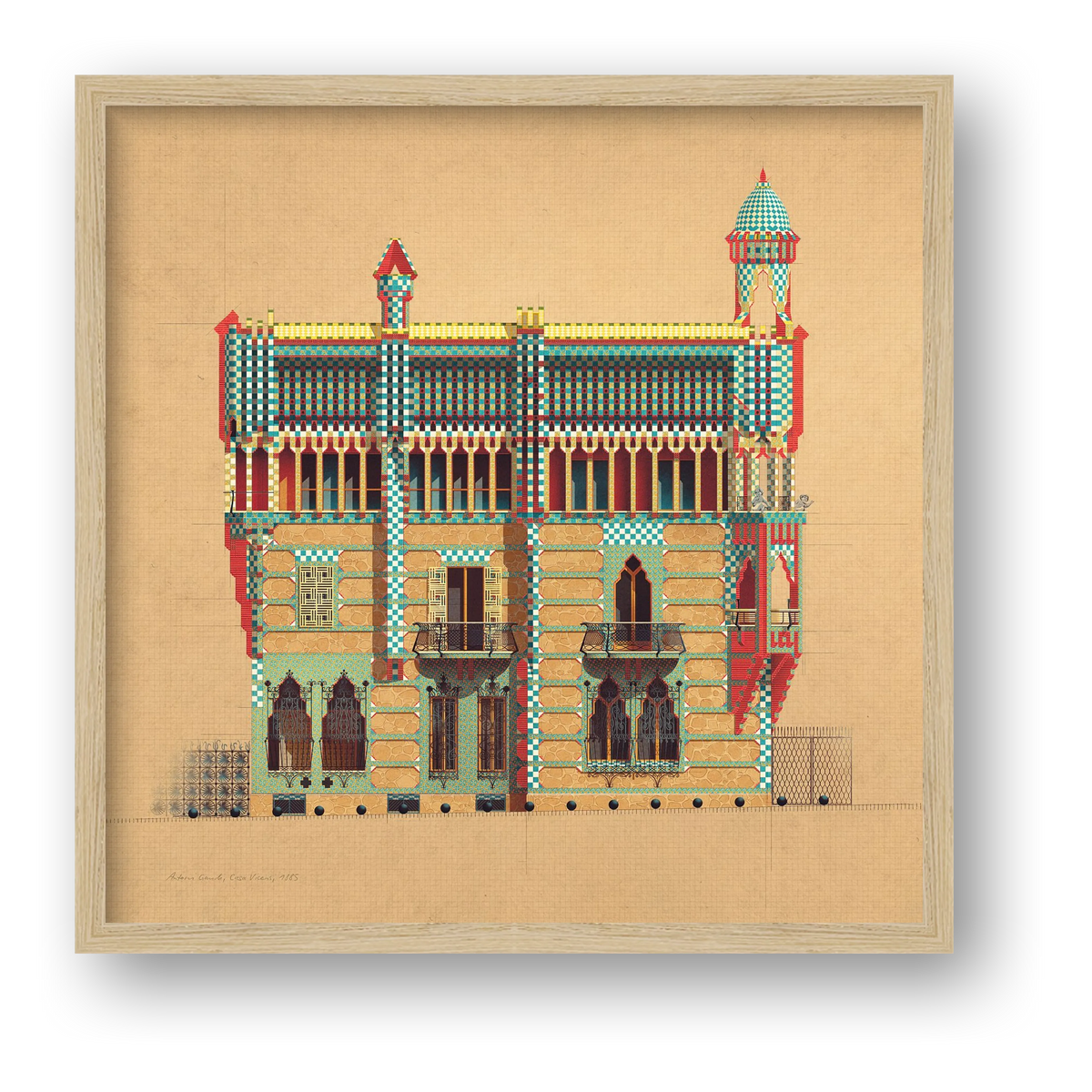 Antoni Gaudi, Casa Vicens, 1885 — framed