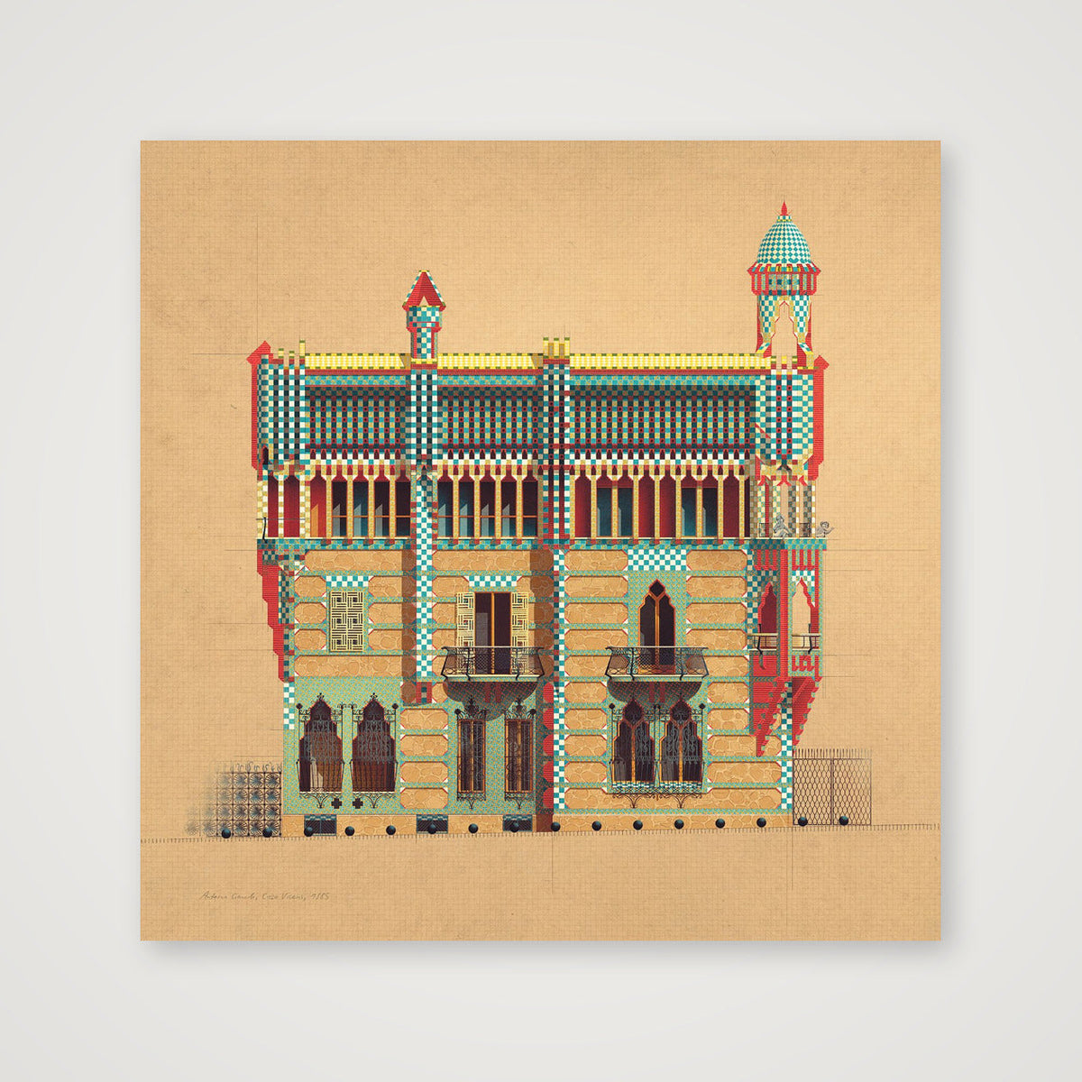 Antoni Gaudi, Casa Vicens, 1885 — 40×40cm, 16×16" Print only
